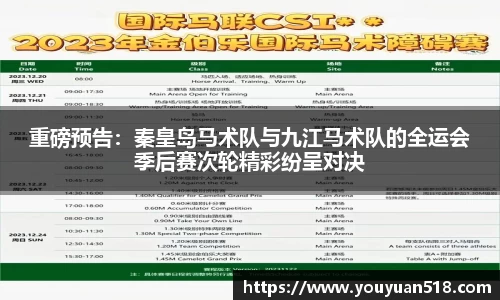 重磅预告：秦皇岛马术队与九江马术队的全运会季后赛次轮精彩纷呈对决